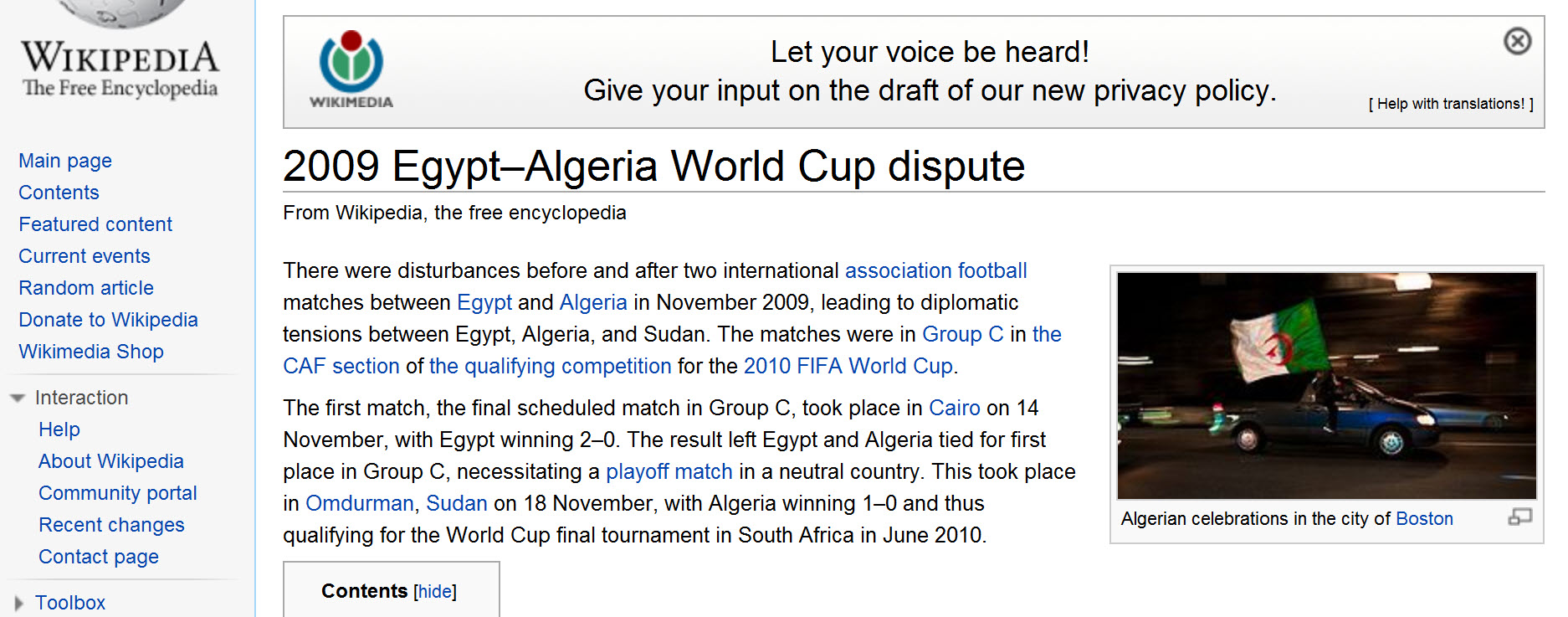 Footable Game in 2009 Egypt verse Algeria Article
